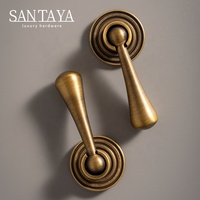 Poignées de tiroir Santaya en laiton brossé antique, boutons de cuisine en forme de goutte d'eau de style mid-century, poignées de commode, poignées de tiroir de salle de bain