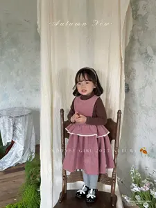 High-quality Wholesale Autumn Collection <strong>Girls</strong>' Vintage Fashionable Versatile Corduroy Vest <strong>Dress</strong> - Product Image 2