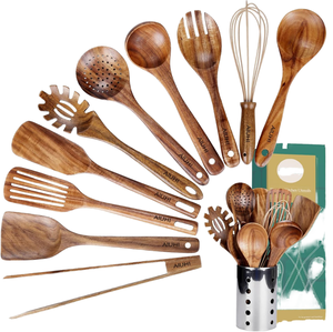 Cucharas de Madera Ecológicas para Ramen y Sopa, Estilo Clásico para Bodas, con Logotipo Personalizado, Curvadas, con Espejo Dorado, Cucharones Chinos - Product Image 1