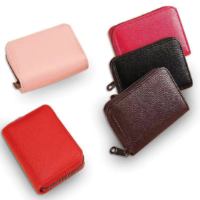 Cartera Compacta de PU para Hombre y Mujer con Estampado de Lichi, Funda Protectora Antidesmagnetización para Tarjetas, Color Sólido, Bolsa Promocional de Un Solo Uso