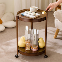 Table d'appoint ronde en bambou sur mesure avec roulettes, chariot de rangement pour salon, chariot à collations de luxe