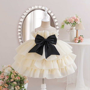 Vestido <span class=keywords><strong>Lolita</strong></span> de Poliéster con Cuello Redondo y Lazo de Princesa para Niñas, Estilo Festivo, Tejido a Crochet, para Niñas de 6 Años, ODM, Largo hasta la Rodilla, Tipo Vestido de Gala - Product Image 2