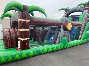 Nhiệt đới Inflatable thương mại Nhà bị trả lại trượt Combo Rừng Nhiệt Đới chướng ngại vật Bouncer và trượt Combo - Product Image 5