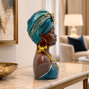 Ornements en résine créatifs de style européen, représentant une femme noire à turban bleu, pour entrée, modèle de vin MiYue High - Product Image 4