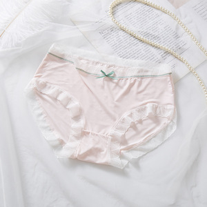 Ropa interior de punto de seda helada para mujer, de cintura media, sexy, estilo hipster, sin costuras, con entrepierna de algodón fino, de secado rápido y antibacteriana. - Product Image 4