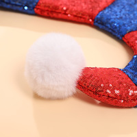 Chapeau de Père Noël classique en tissu, motif dessin animé, design créatif, pour fêtes de Noël et danses, à rayures rouges et vertes, avec cornes courbes, pour l'exportation