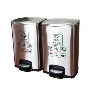 Fábrica china <span class=keywords><strong>40</strong></span> <span class=keywords><strong>litros</strong></span> de acero inoxidable casa 2 compartimento <span class=keywords><strong>Pedal</strong></span> de pie de <span class=keywords><strong>basura</strong></span> - Product Image 1