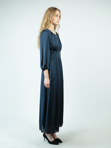 שרוול פנס 3/4 סאטן המותניים-שמלה אלגנטית מקסי אלגנטי - Product Image 3