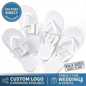 Chanclas blancas para boda, personalizadas con logo, pantuflas para invitados, sandalias de playa cómodas de EVA para eventos y fiestas. - Product Image 2
