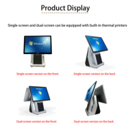 Pantallas táctiles capacitivas Windows/Android 15,6 + 15,6 "Sistema POS todo en uno Restaurante Caja registradora Impresora J1900/I3/I5/I7 CPU