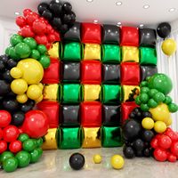 36 ballons carrés en aluminium rouges, verts, dorés et noirs pour fond mural, kit arche de guirlande de 124 ballons double face, fournitures quotidiennes gratuites