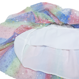 Vestito da Festa per Bambine Estivo Traspirante Ecologico con Paillettes Arcobaleno Sfumato Stampa Stelle in Tulle Stile A-Line ODM da Fata <span class=keywords><strong>Principessa</strong></span> - Product Image 5
