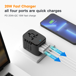 All in One Universal <strong>Travel</strong> Plug <strong>Adapter</strong> With Dual USB a and C Ports Worldwide Compatible With <strong>USA</strong> EU UK AUS Socket - Product Image 4