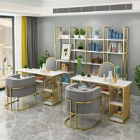 Table de manucure bon marché, meubles de salon de beauté, ensemble de chaises de table de manucure rose moderne