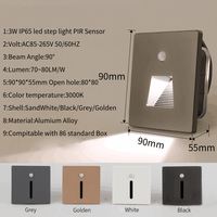 3W IP65 Étanche LED Lumière de Marche de Nuit Moderne Carré PIR Capteur Lampadaire pour la Maison Chambre à coucher Installation Applique Murale