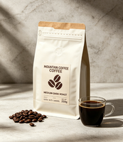 Sachet d'emballage de café en aluminium écologique à huit soudures latérales, pochette à fond plat, imprimé sur mesure pour grains de café et café moulu