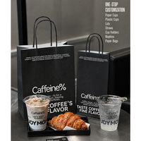 Ensemble d'emballages personnalisés pour gobelets jetables de café à emporter, avec couvercles en plastique PET transparent et pailles, avec logo