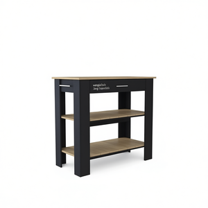 Isla de Cocina Dozza de 40 Pulgadas con 2 Estantes, Diseño Moderno en Madera, Acabado Negro Wengue - Product Image 1