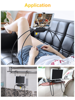 Support de téléphone multifonctionnel rétractable pliable à long bras araignée pour lit, support de tablette pour lit