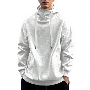 Unisex Gray Hooded Sweatshirt Oversized Fit Casual Autumn Wear Breathable Fleece Zipper Closure Knitted 100% Cotton Anti-Shrink - Product Image 2
