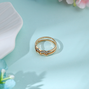 Wholesale Luxury Jewelry 18K Solid Gold Half Eternity Natural Diamonds Engagement <b>Ring</b> High Quality Women Daily Wear Party - Product Image 3