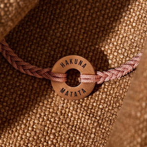 Pink Braided <b>Rope</b> <b>Bracelet</b> With Rose Gold Plated Lucky Charm Engraved Date 03.10.2026 Adjustable Unisex Jewelry - Product Image 6