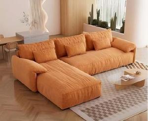 Sofá Seccional en Forma de L de Tela Minimalista Moderno con Respaldo Acolchado, Brazos Acolchados, Patas de Madera, Tres Plazas, Muebles para Sala de Estar - Product Image 5