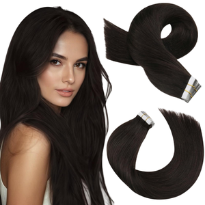 Extensiones de Cabello Adhesivas Moresoo Brasileñas Marrón Oscuro, Doble Trama a Máquina, 18 Pulgadas, Remy Liso, Añade Longitud y Volumen, 20 Piezas, 50g - Product Image 1