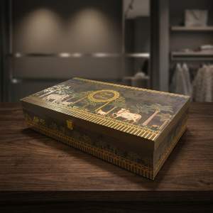 Handcrafted Solid Wood Polished Storage <b>Gift</b> <b>Box</b> Scodix Digital Print Series 18x10 Inch 16 Cavity 4 Jars Animal Theme Handmade - Product Image 1