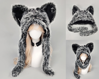 Chapeau unisexe gothique à oreilles de chat en fourrure, décoré d'une chaîne croisée, en peluche douce et chaude pour l'hiver, idéal pour la vente en gros, le cosplay, les fêtes d'Halloween et le quotidien