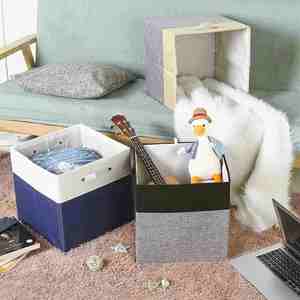 Panier de rangement en tissu pliable, cubes de rangement carrés pliables, organiseur avec poignées pour bijoux, sous-vêtements, jouets, chaussettes - Product Image 6