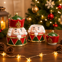 Redeco Nouveau Pot de Rangement Créatif Personnalisé Casse-Noisette de Noël Grande Capacité Pot Hermétique Contenants Alimentaires en Céramique de Noël