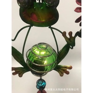 Solar Frog Wind Chime Led Outdoor Garden <b>Light</b> Hanging Decor Solar Powered With Bell And <b>Flower</b> Design - Product Image 3
