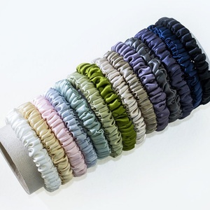 Pour une mode de haute qualité, chouchous pour cheveux 100% soie de mûrier véritable, couleurs assorties, attaches pour queue de cheval - Product Image 3