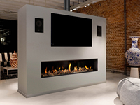 Cheminée murale linéaire au propane MEISU.CH à vitre simple pour salon résidentiel, certifiée CSA, au gaz naturel