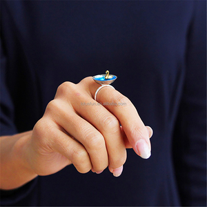 Loto divertente vero 925 in argento Sterling gioielli naturali creativi fatti a mano Designer poetico cigno nel mare anelli per le donne - Product Image 4