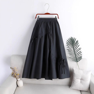 Women's Breathable Summer Silk Chiffon Umbrella Skirt High Waist Drawstring <strong>Bow</strong> Solid Medium Long Irregular New <strong>Large</strong> Swing - Product Image 5