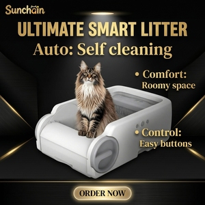 Caja de arena inteligente automática rectangular abierta gris para gatos, máquina recolectora de excrementos, inodoro semicerrado de gran capacidad 5kg - Product Image 2