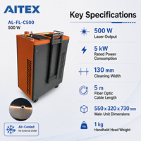 Machine de nettoyage au laser pulsé portable 500W, refroidie par air, machine de nettoyage au laser industrielle pour l'élimination de la rouille des métaux AL-FL-C500