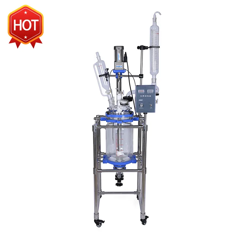 High Efficient Chemical Mixing Double Jacketed Glass Reactor