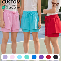 Shorts de Yoga Dos en Uno para Niñas, Certificados por CPC y CPSIA, de Nailon y Spandex, con Diseño de Mariposa en Capas, Shorts de Gimnasia para Niñas