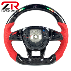 Volant de voiture en cuir et fibre de carbone style sport pour <span class=keywords><strong>Mercedes</strong></span> Benz A C CLA GLC GLS <span class=keywords><strong>SL</strong></span> W205 2015-2019 - Product Image 1