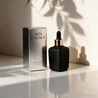 Flacon compte-gouttes carré noir en verre de 30 ml et 60 ml pour sérum facial ou huile à cuticules, avec logo personnalisé et boîte d'emballage – Fournisseur direct usine