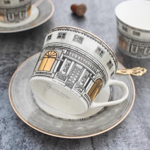 British Swan Castle Series Handmade Pastoral Scenery Ceramic Plate Mug Milk Pot Cup Saucer <b>Set</b> <b>Square</b> Shape PC Afternoon Tea - Product Image 6