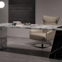 Meubles de luxe Newstar en marbre blanc de Carrare italien, table de bureau moderne pour salle de réunion, bureau de direction en marbre pour PDG, patron, cadre supérieur