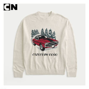 Suéter con Certificación GRS, Fabricante de Suéteres, Logotipo Personalizado, Suéter Navideño de Punto con Estampado Jacquard Gráfico de Algodón y Poliéster para Hombre - Product Image 2