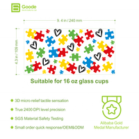 Autocollants pour gobelets Goode Cartoon Pet Tumbler, imperméables, écologiques, pour l'autisme, colorés, en forme de puzzle, durables, pour gobelets de 16 oz, UV DTF