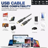 Kabel Transfer Data pengisian cepat USB 4 USB-C USB 4 Gbps 40 Gbps PD 240W 40 Gbps USB Tipe C grosir