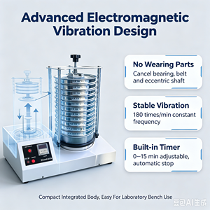 Agitador de tamices de laboratorio SDZ, máquina vibratoria para pruebas de granulometría de arena de fundición - Product Image 6