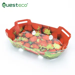 disposable custom supermarket dry banana fresh produce vegetable fruit strawberry packing paper box boat tray